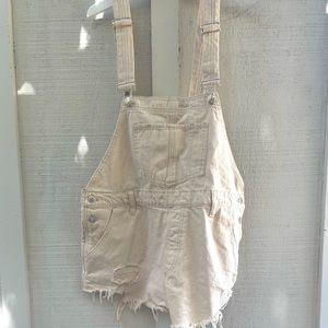 Adorable cream/white Free People overalls